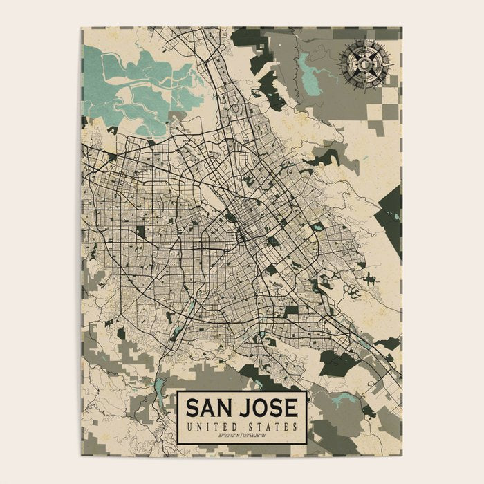 San Jose City Map of California, USA - Vintage Poster Gallery Image 4