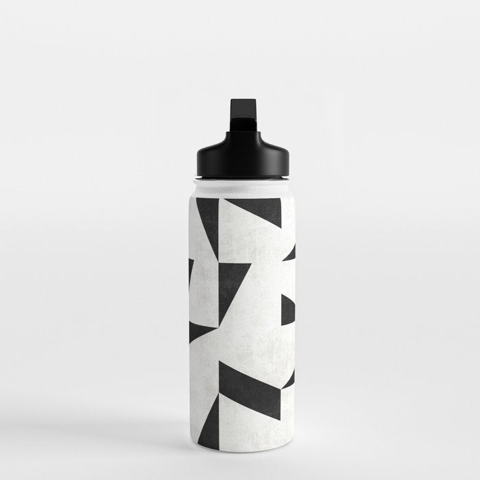 Mid-Century Modern Pattern No.11 - Black and White Conrete Water Bottle Gallery Image 3