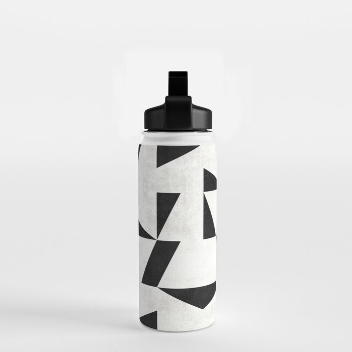 Mid-Century Modern Pattern No.11 - Black and White Conrete Water Bottle Gallery Image 2