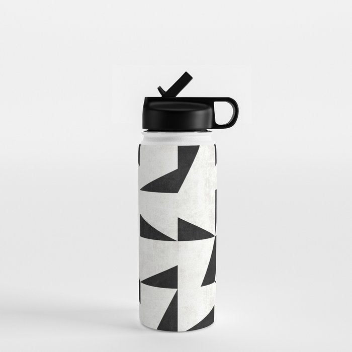 Mid-Century Modern Pattern No.11 - Black and White Conrete Water Bottle Gallery Image 1