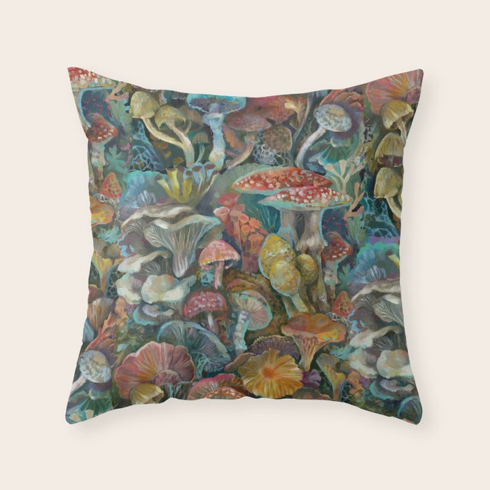 Magic Mushroom Garden Throw Pillow Gallery Image 6
