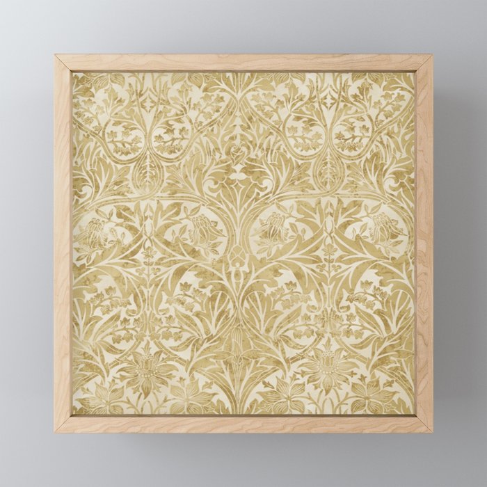 William Morris Vintage Bluebell Gold & Vellum Mini Art Print Gallery Image 1