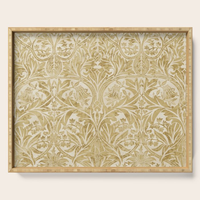 William Morris Vintage Bluebell Gold & Vellum Serving Tray Gallery Image 1