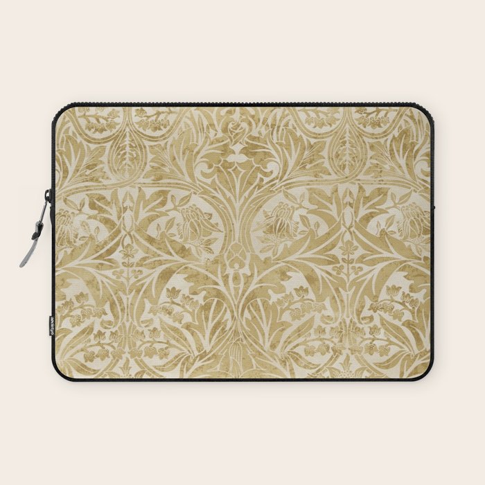 William Morris Vintage Bluebell Gold & Vellum Laptop Sleeve Gallery Image 1