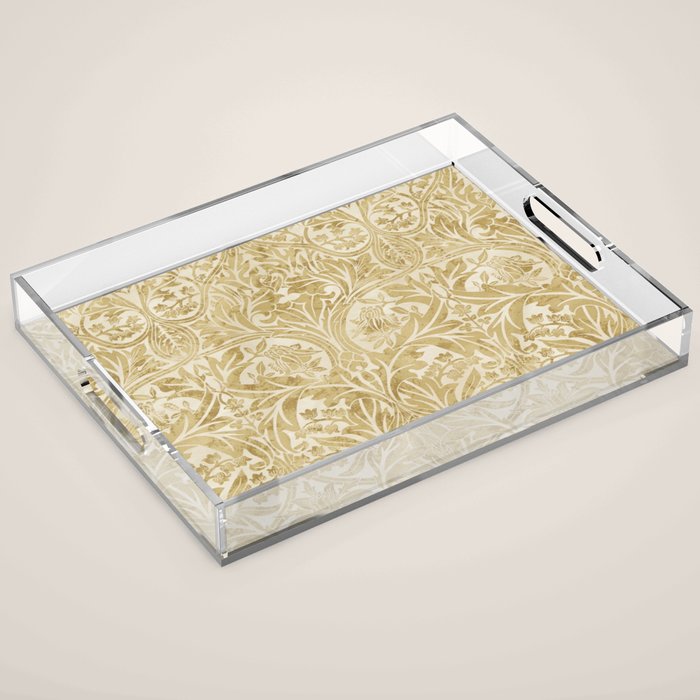 William Morris Vintage Bluebell Gold & Vellum Acrylic Tray Gallery Image 1