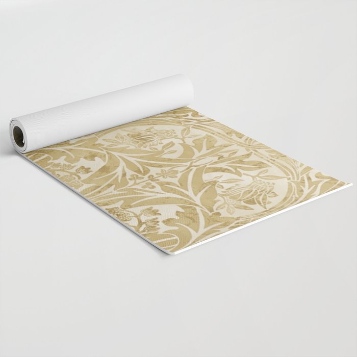 William Morris Vintage Bluebell Gold & Vellum Yoga Mat Gallery Image 2