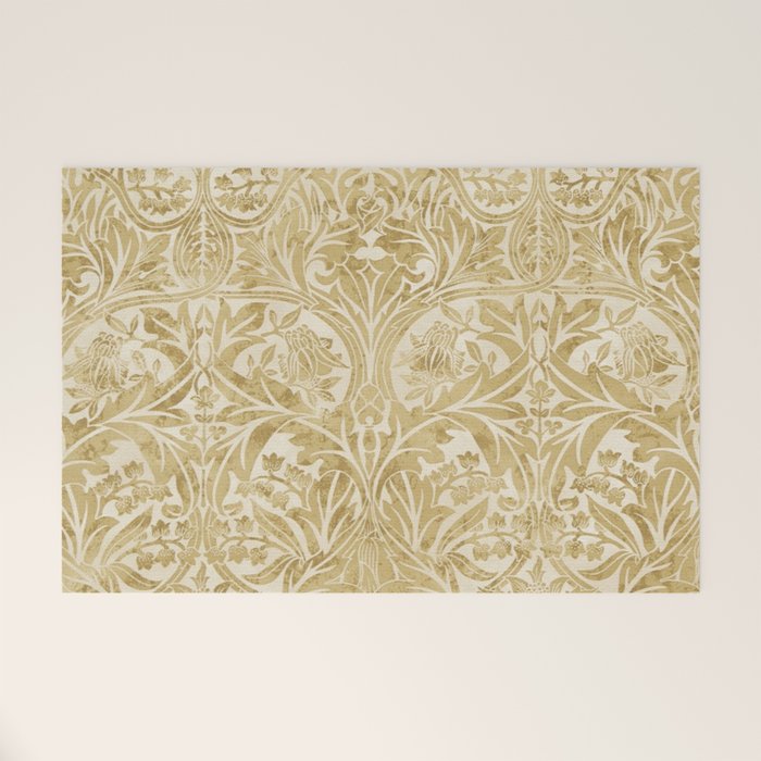 William Morris Vintage Bluebell Gold & Vellum Welcome Mat Gallery Image 1