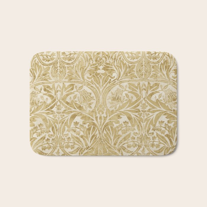 William Morris Vintage Bluebell Gold & Vellum Bath Mat Gallery Image 1