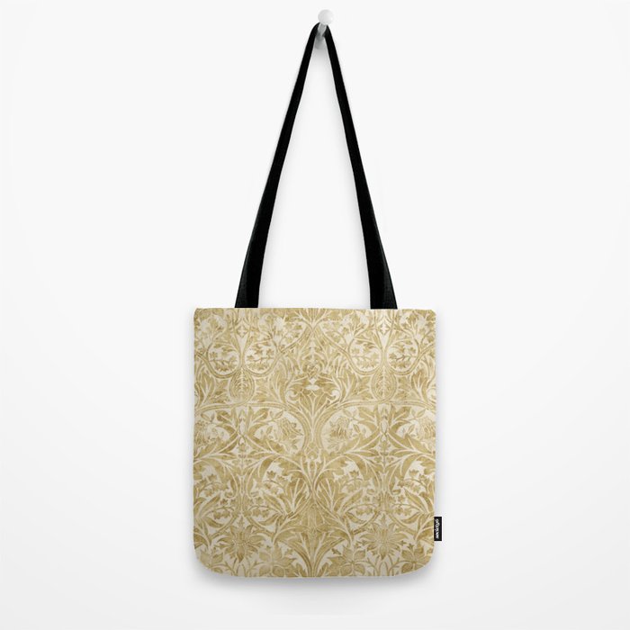 William Morris Vintage Bluebell Gold & Vellum Tote Bag Gallery Image 2