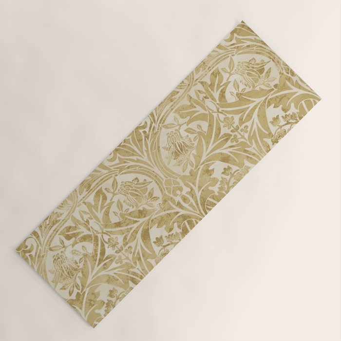 William Morris Vintage Bluebell Gold & Vellum Yoga Mat Gallery Image 1