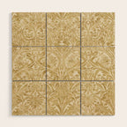 William Morris Vintage Bluebell Gold & Vellum Wood Wall Art Gallery Image 1