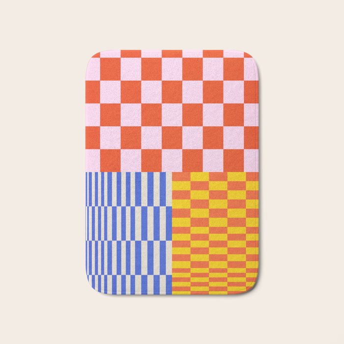 Retro Checkerboard Collage 03 Bath Mat Gallery Image 1