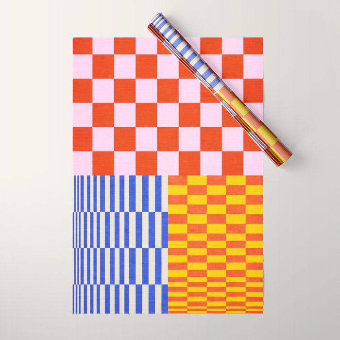 Retro Checkerboard Collage 03 Wrapping Paper Gallery Image 1