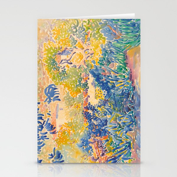 Henri-Edmond Cross Neo-Impressionism Pointillism The Artist's Garden at St. Clair Watercolor Paintin Stationery Card Gallery Image 2
