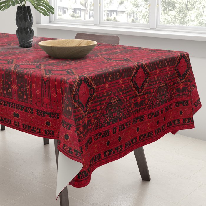 Scarlet Elegance: Oriental Moroccan & Ottoman Artistry Tablecloth Gallery Image 3