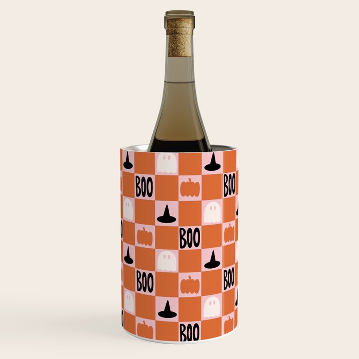 Halloween Checkered Print in Pink Wine Chiller Gallery Image 1