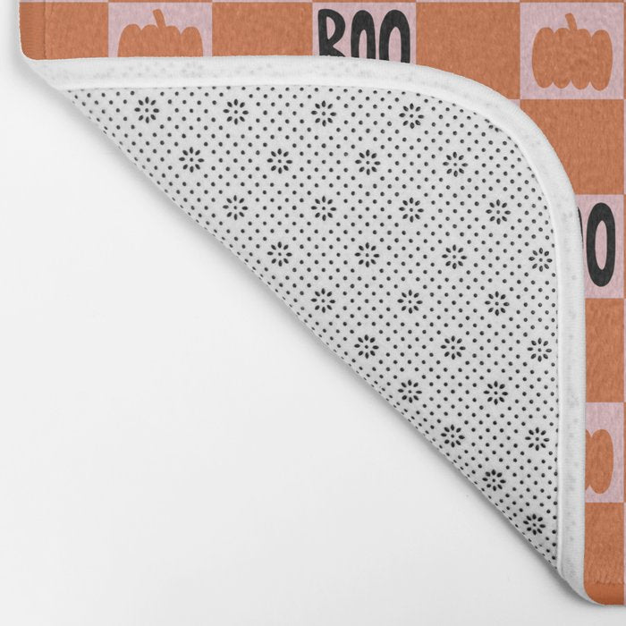 Halloween Checkered Print in Pink Bath Mat Gallery Image 2