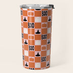Halloween Checkered Print in Pink Travel Mug Gallery Image 2