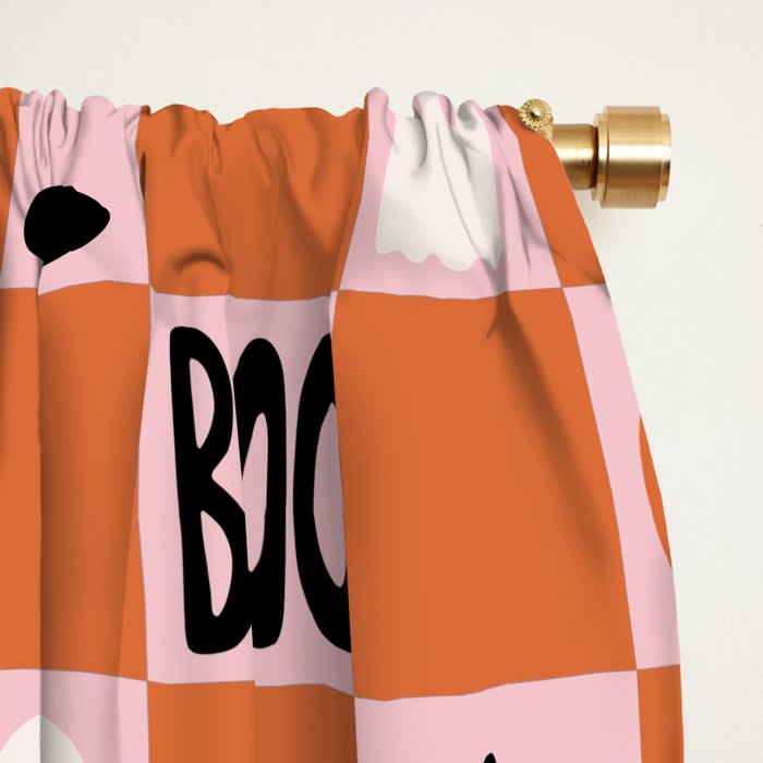 Halloween Checkered Print in Pink Window Curtain Gallery Image 2