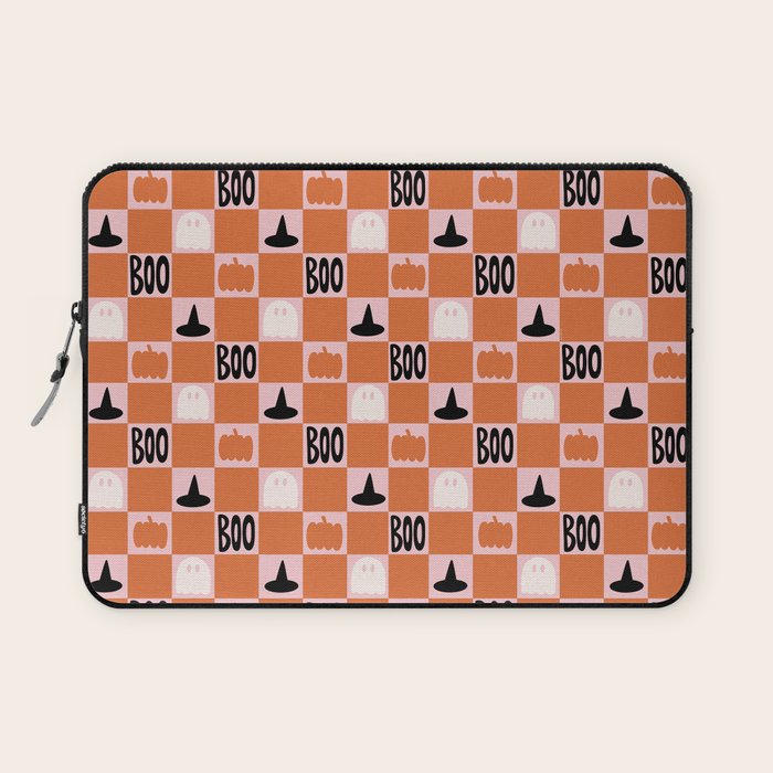 Halloween Checkered Print in Pink Laptop Sleeve Gallery Image 1