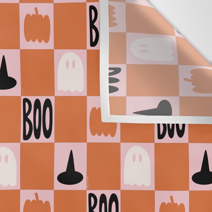Halloween Checkered Print in Pink Wall Tapestry Gallery Image 3