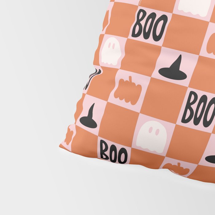 Halloween Checkered Print in Pink Pillow Sham Gallery Image 4