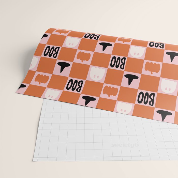 Halloween Checkered Print in Pink Wrapping Paper Gallery Image 2