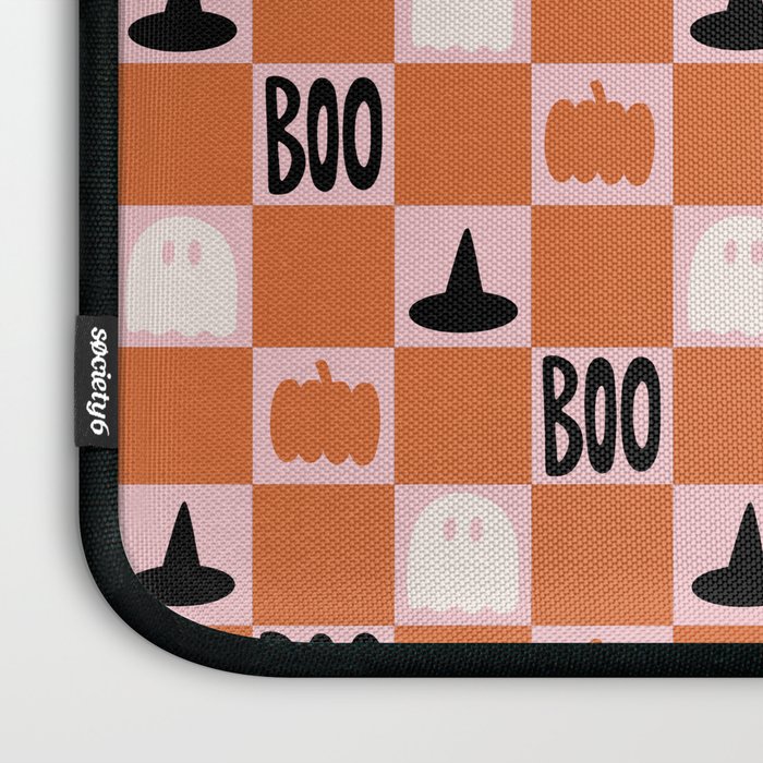 Halloween Checkered Print in Pink Laptop Sleeve Gallery Image 3
