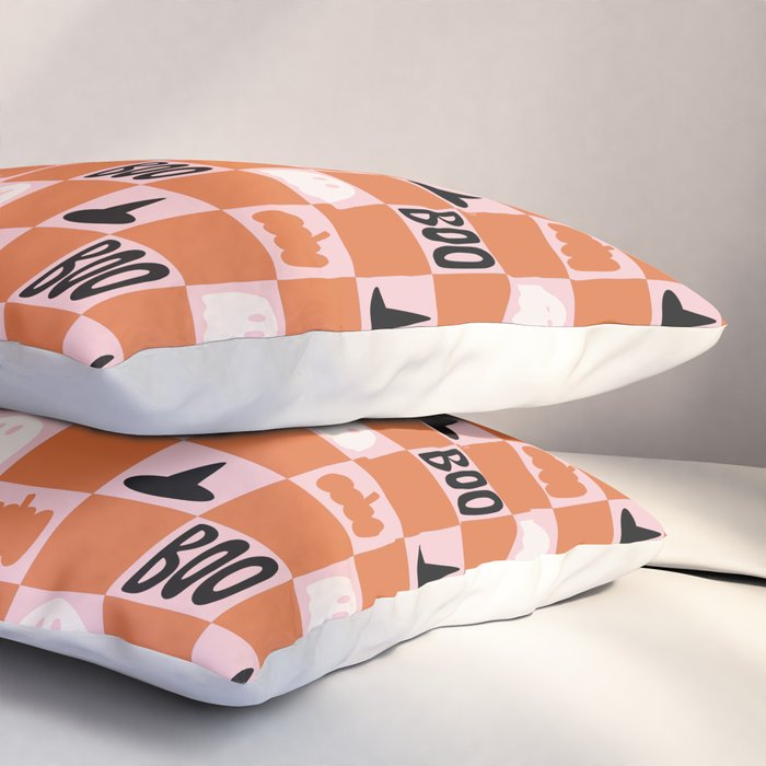 Halloween Checkered Print in Pink Pillow Sham Gallery Image 3