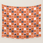 Halloween Checkered Print in Pink Wall Tapestry Gallery Image 4