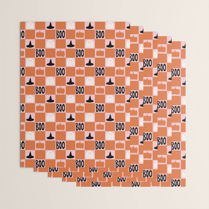 Halloween Checkered Print in Pink Wrapping Paper Gallery Image 3