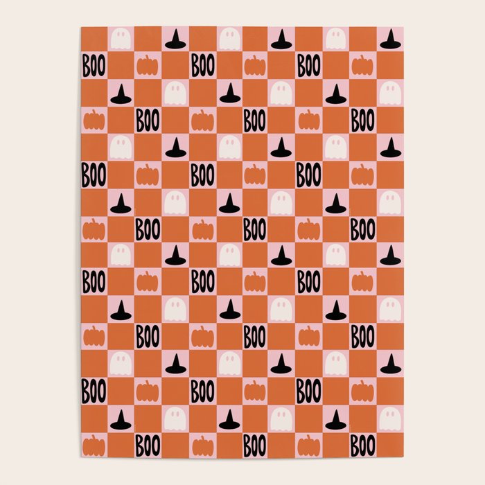 Halloween Checkered Print in Pink Poster Gallery Image 4
