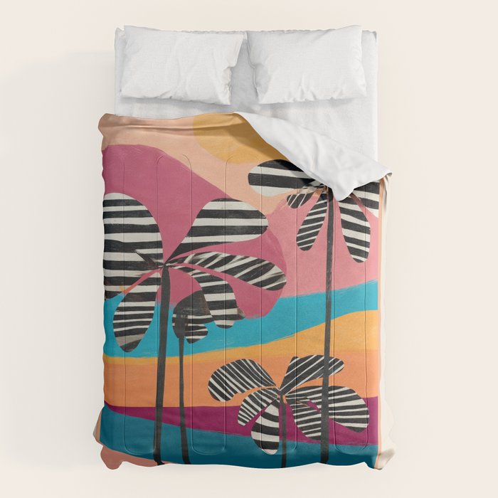 Tropical Sunset Palms I Comforter Gallery Image 1
