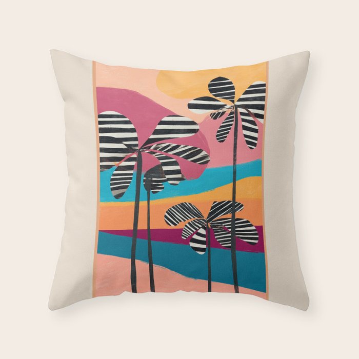 Tropical Sunset Palms I Throw Pillow Gallery Image 1