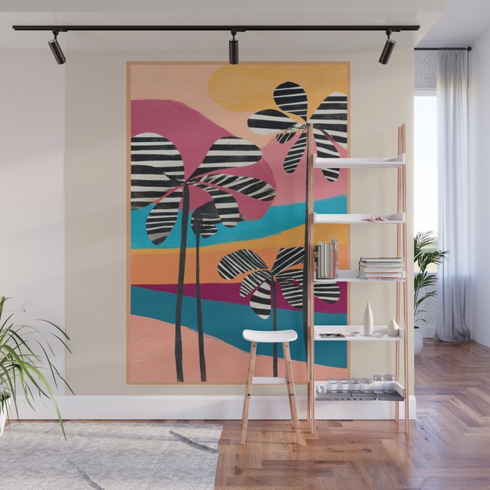 Tropical Sunset Palms I Wall Mural Gallery Image 1