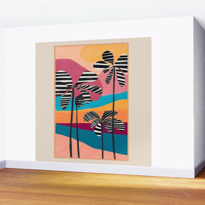 Tropical Sunset Palms I Wall Mural Gallery Image 2