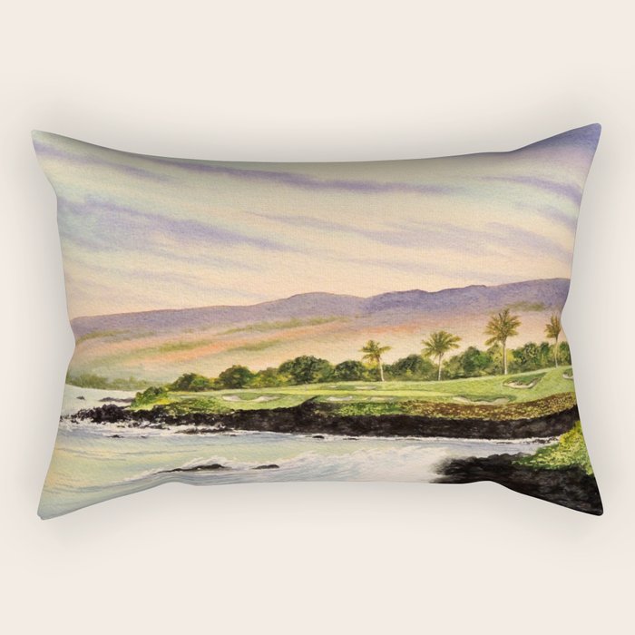 Mauna Kea Golf Course Hawaii Hole 3 Rectangular Pillow Gallery Image 2
