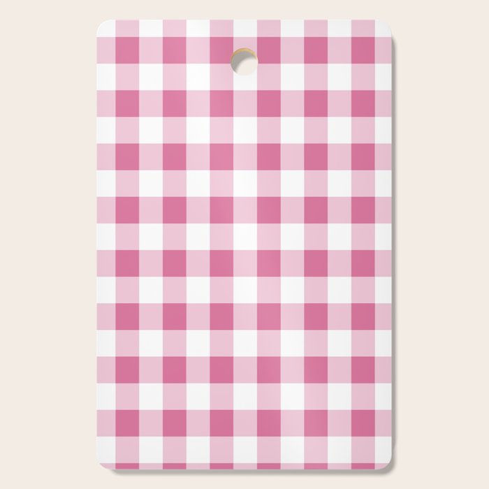 Gingham Large Pink White Cutting Board Gallery Image 1
