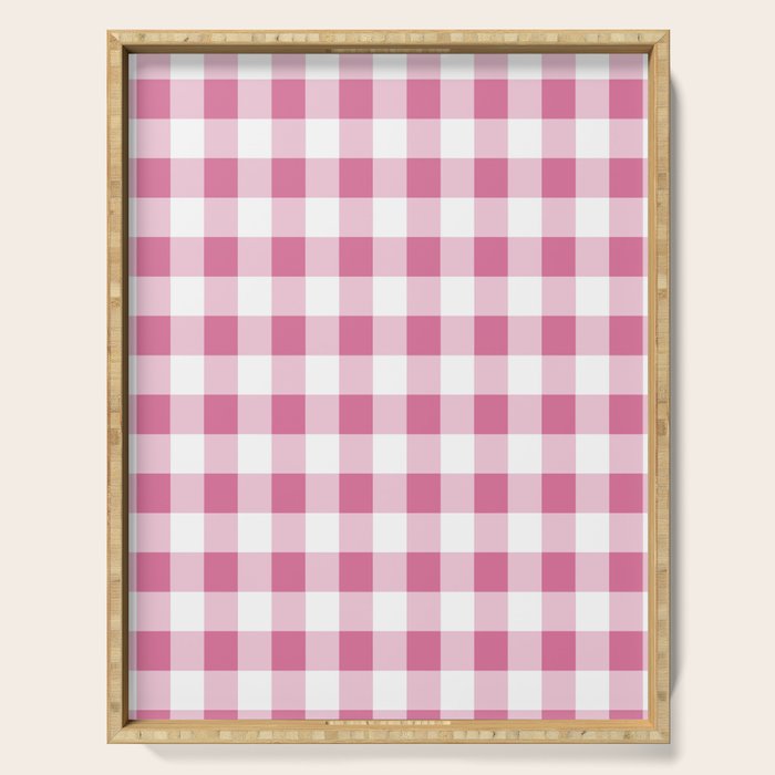 Gingham Large Pink White Serving Tray Gallery Image 1
