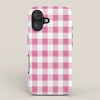 Gingham Large Pink White iPhone Case Gallery Image 1