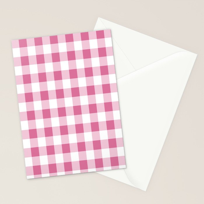 Gingham Large Pink White Stationery Card Gallery Image 2