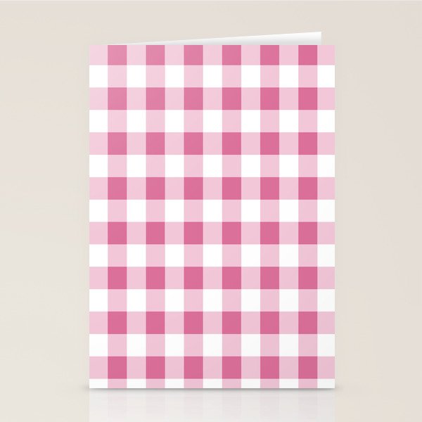 Gingham Large Pink White Stationery Card Gallery Image 1