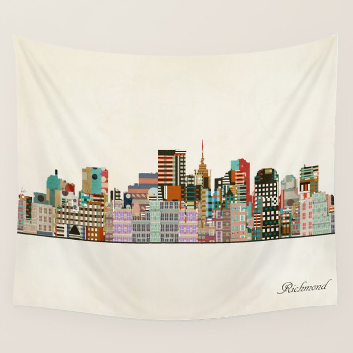 richmond virginia skyline Wall Tapestry Gallery Image 4