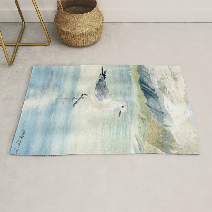 Seagull on the beach Rug Gallery Image 1