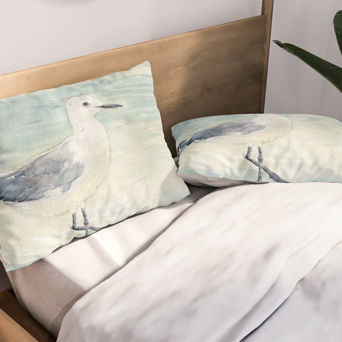 Seagull on the beach Pillow Sham Gallery Image 2