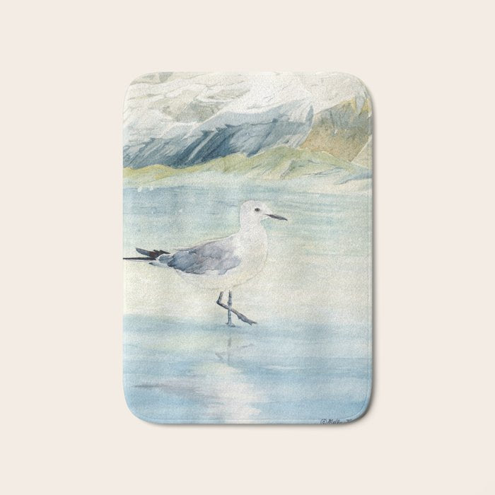 Seagull on the beach Bath Mat Gallery Image 1