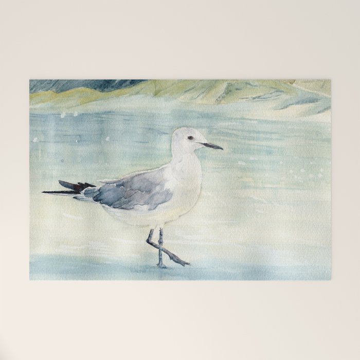 Seagull on the beach Welcome Mat Gallery Image 1
