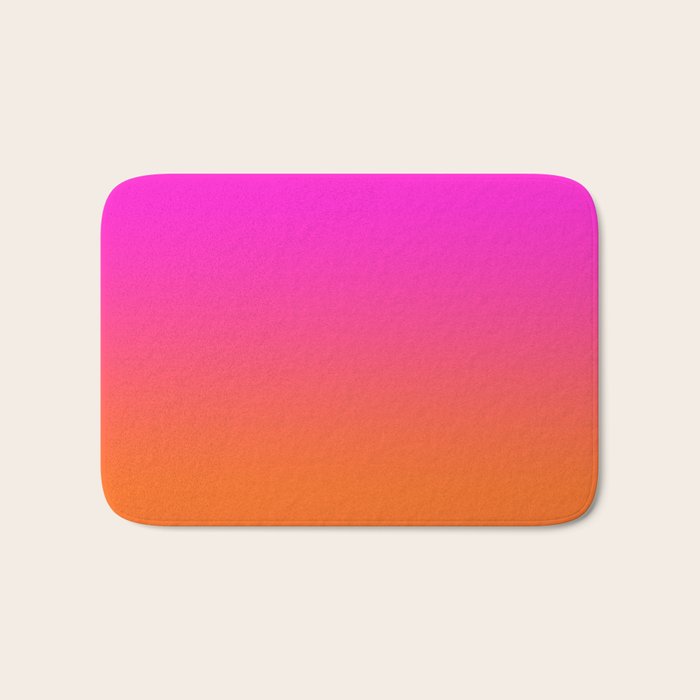 Hot Magenta Pink and Orange Trendy Ombre Bath Mat Gallery Image 1
