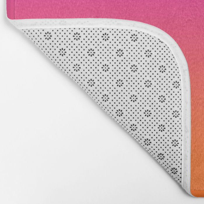 Hot Magenta Pink and Orange Trendy Ombre Bath Mat Gallery Image 2