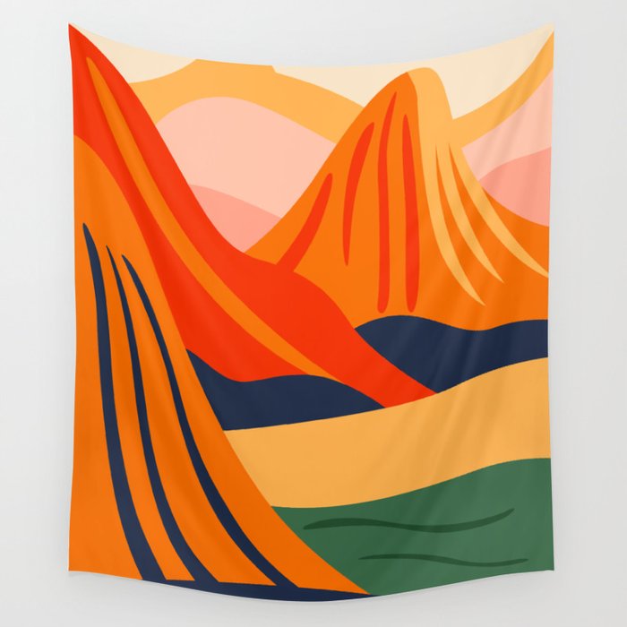 Abstract nature mountain landscape art Wall Tapestry Gallery Image 4